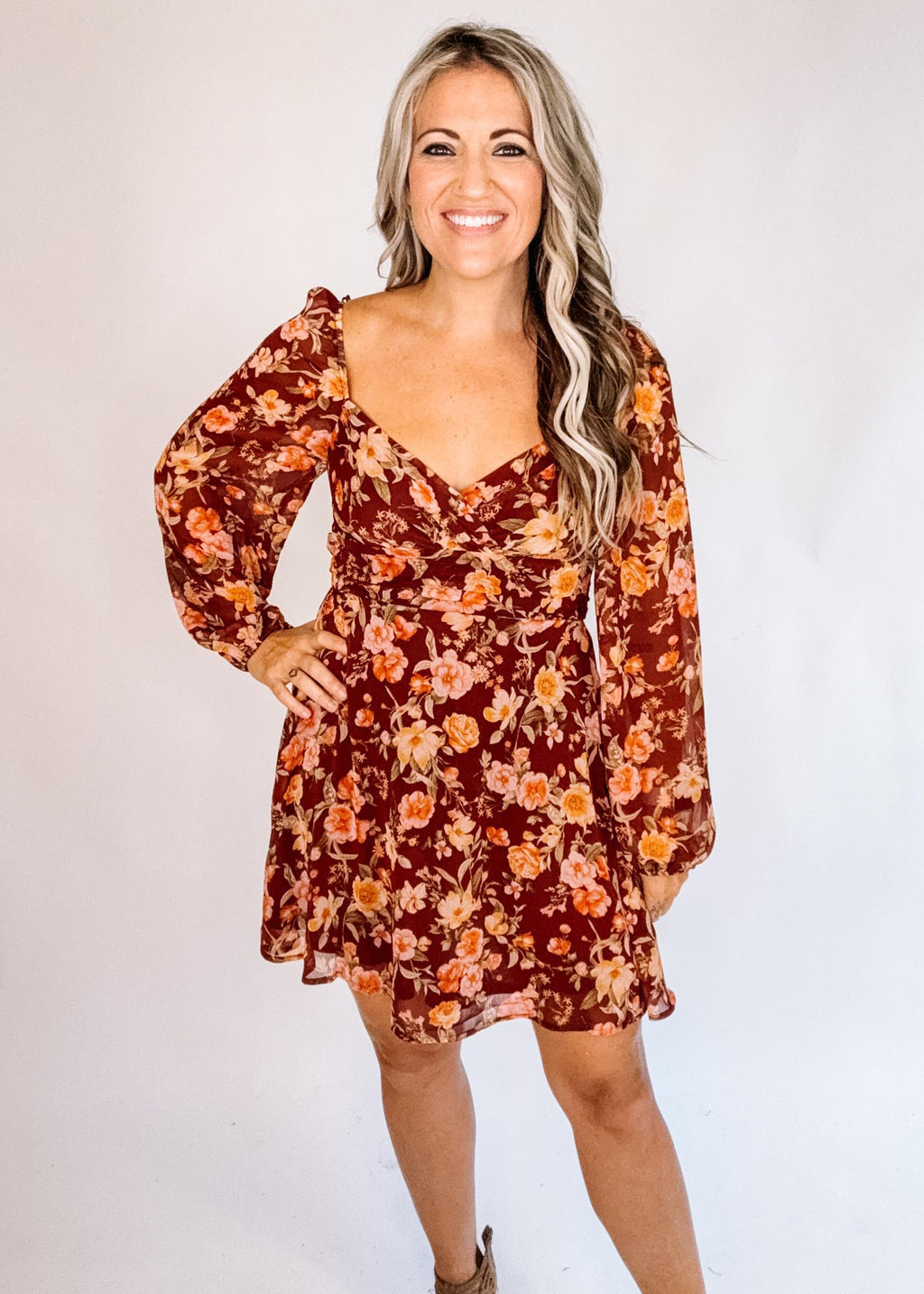 Floral Chiffon Mini Dress Small