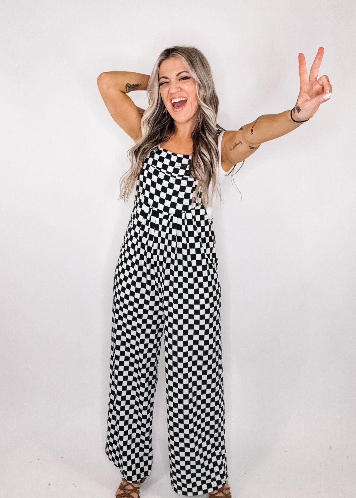 Checker Print Overalls – The Teal Eagle Boutique