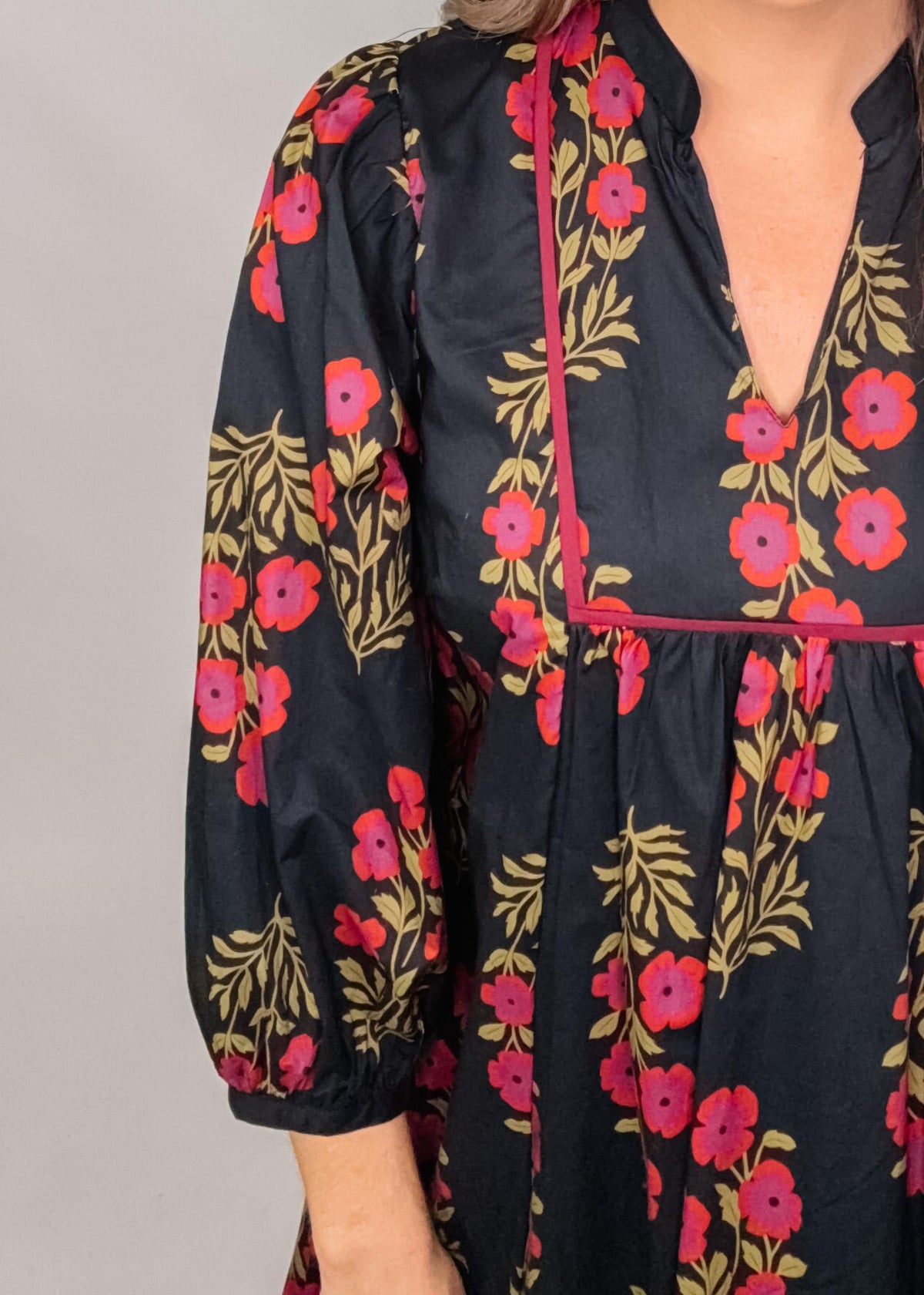 Black and Magenta Floral Dress