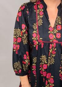 Black and Magenta Floral Dress