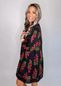 Black and Magenta Floral Dress