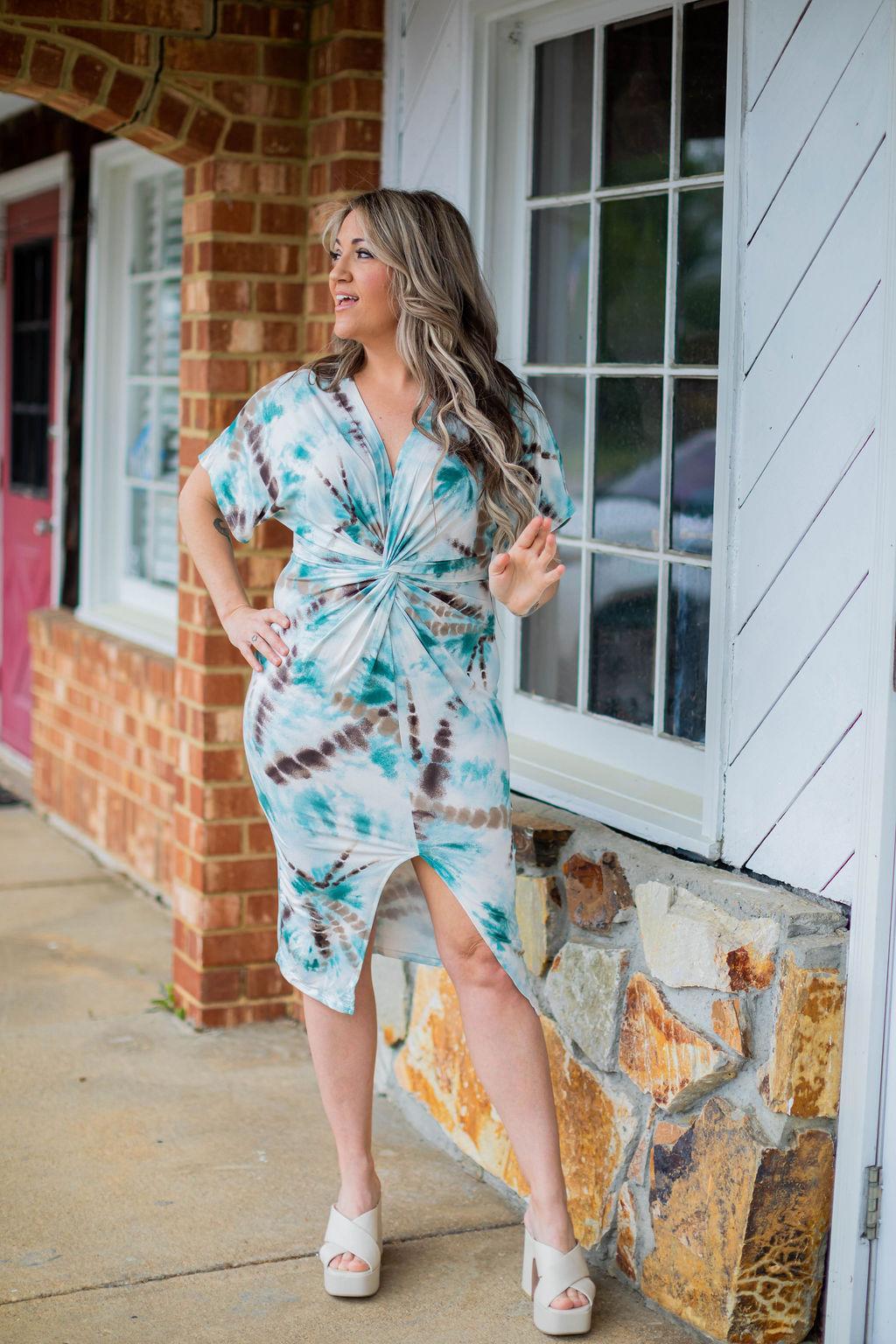 tie dye midi dresses Front Twist Dress Small loop:aloraembroidereddress PRE-ORDER:S - 2 High End Mother of 100% Polyester