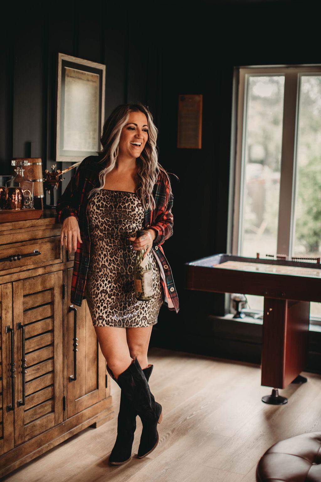 Strapless Leopard Sequin Mini Dress – The Teal Eagle Boutique