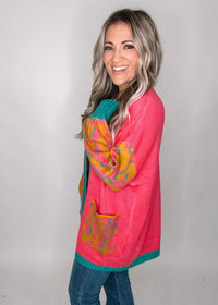 Pink Sunray Mix Knit Cardigan