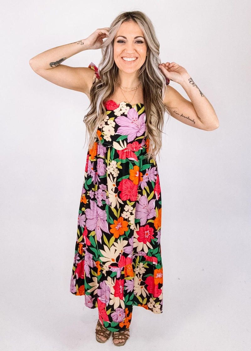 Colorful Floral Midi Dress