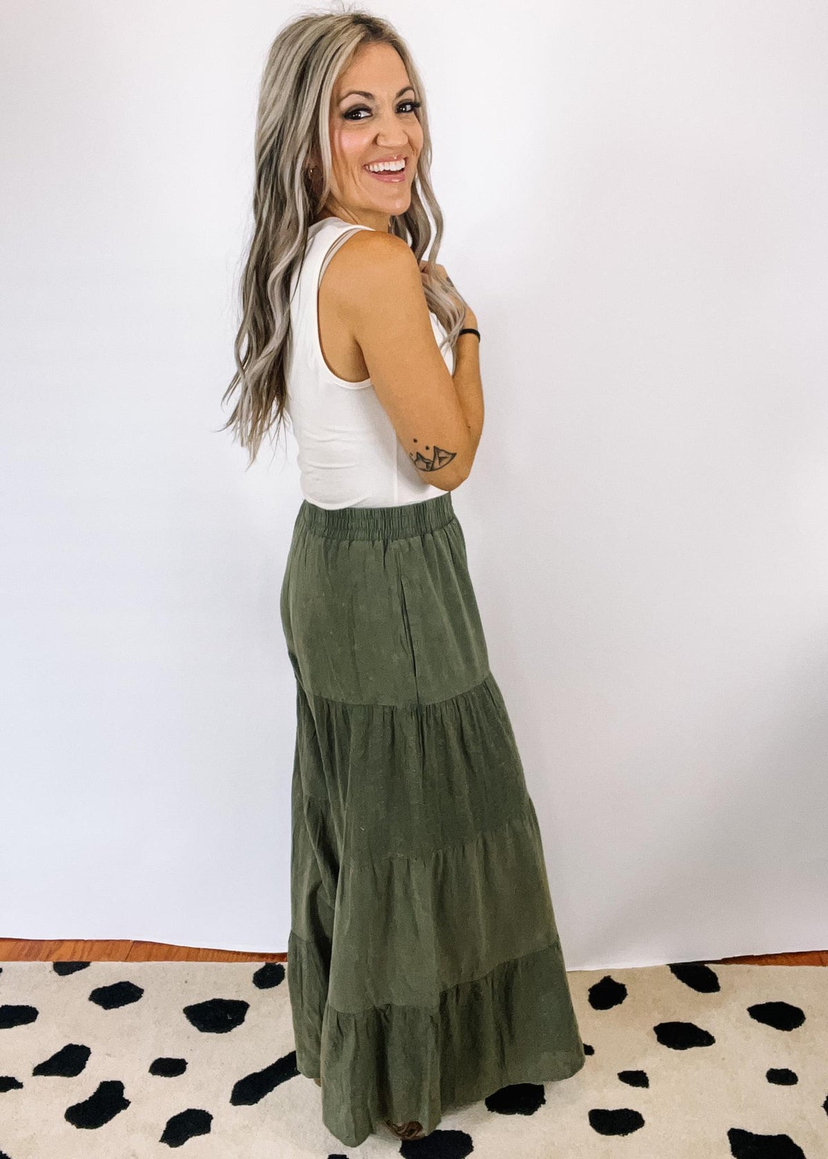 Washed Olive Palazzo Pants