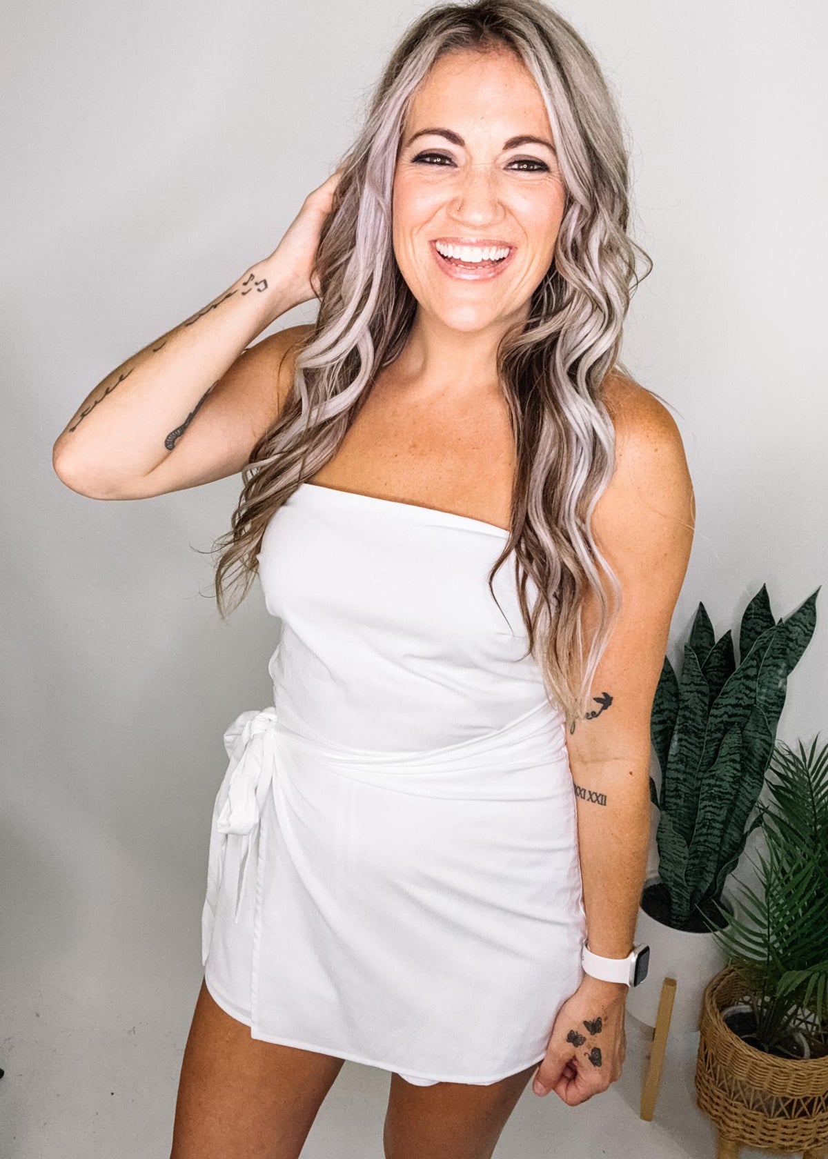 White Wrap Skirt Romper