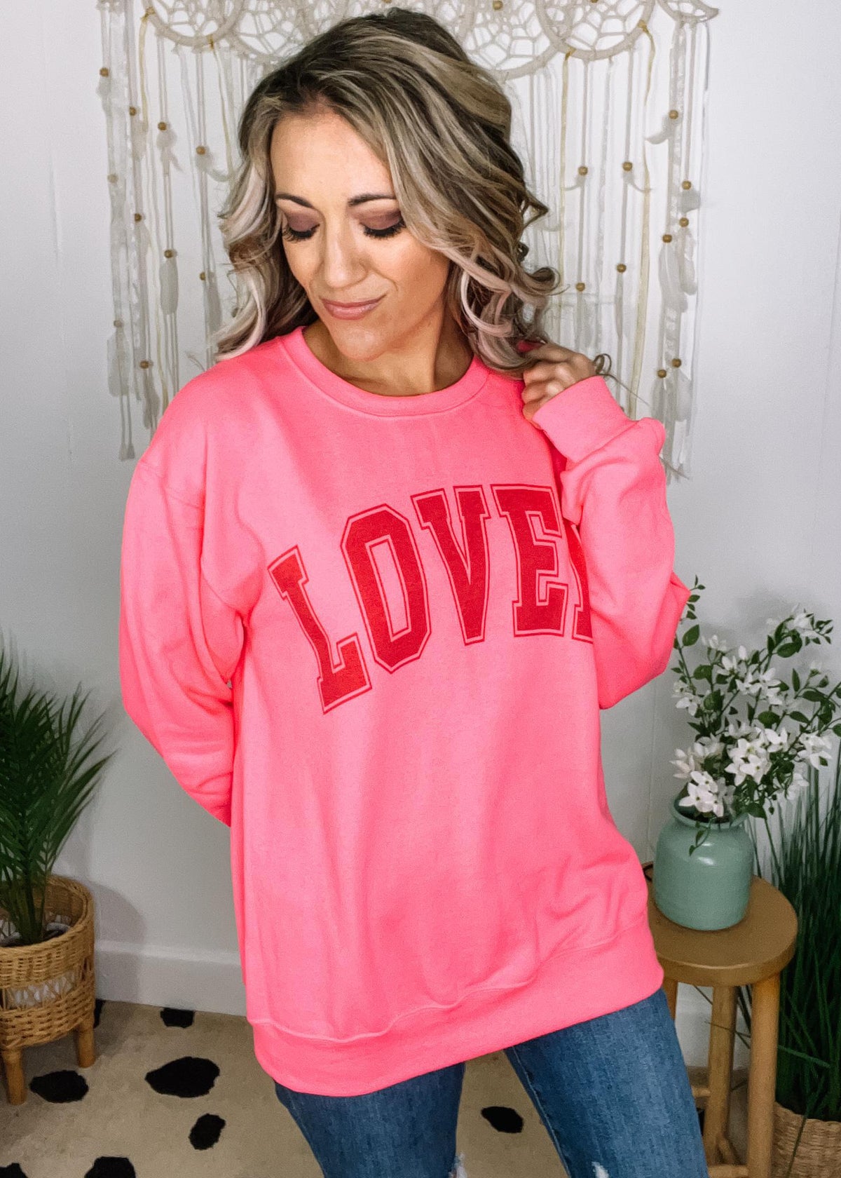 Hot Pink Valentine's Lover Graphic Sweatshirt