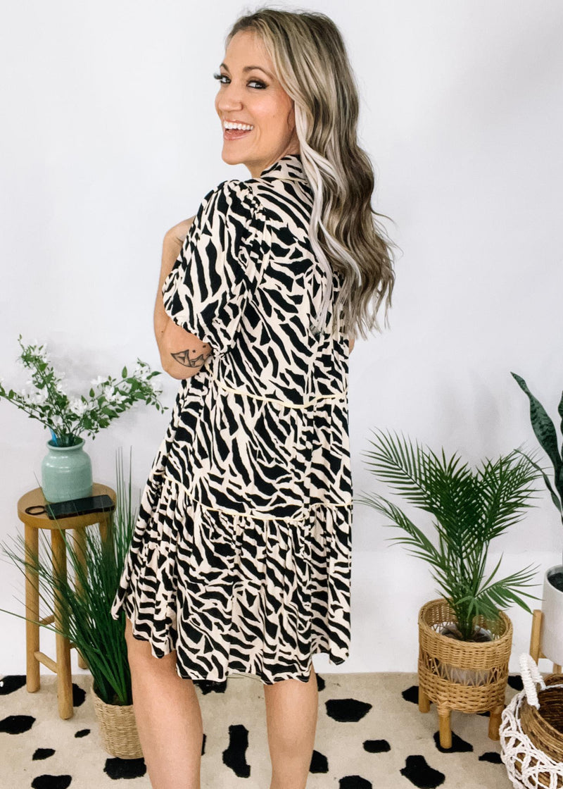 Collared Animal Print Dress