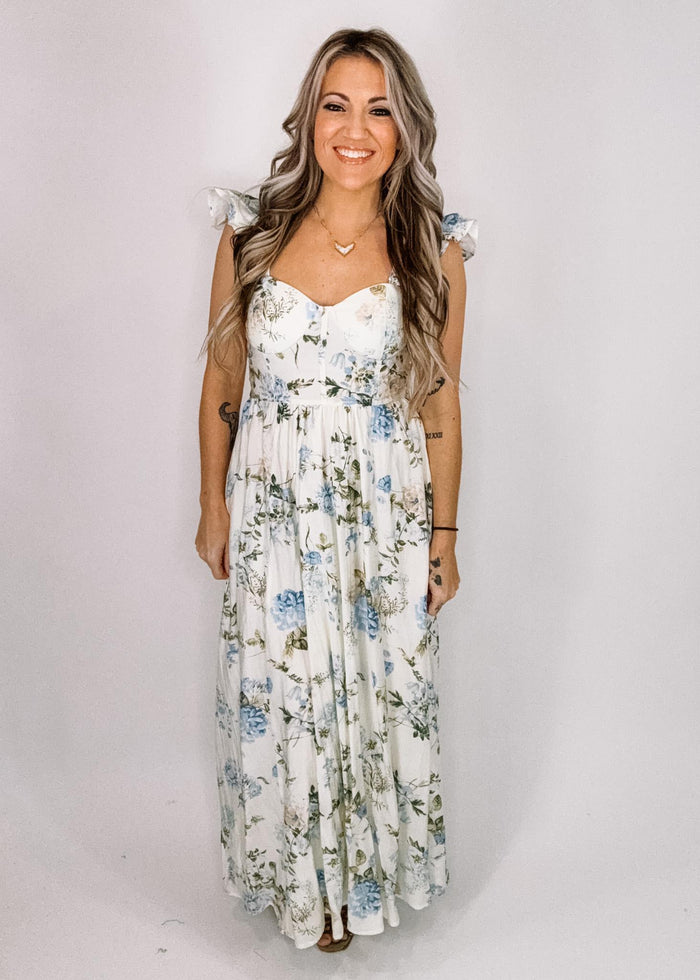 Ivory Sweetheart Floral Maxi Dress