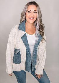 Mixed Media Cable Knit Sweater