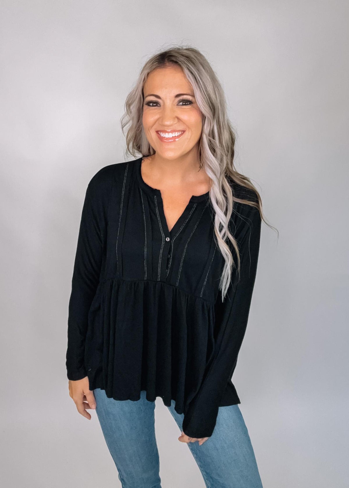 Raw Edge Exposed Hem Babydoll Top