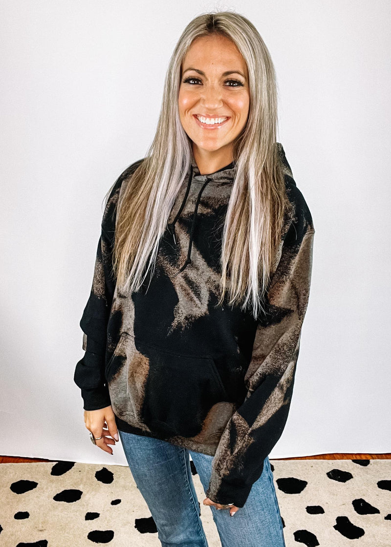 Bleached Black Hooded Sweatshirt