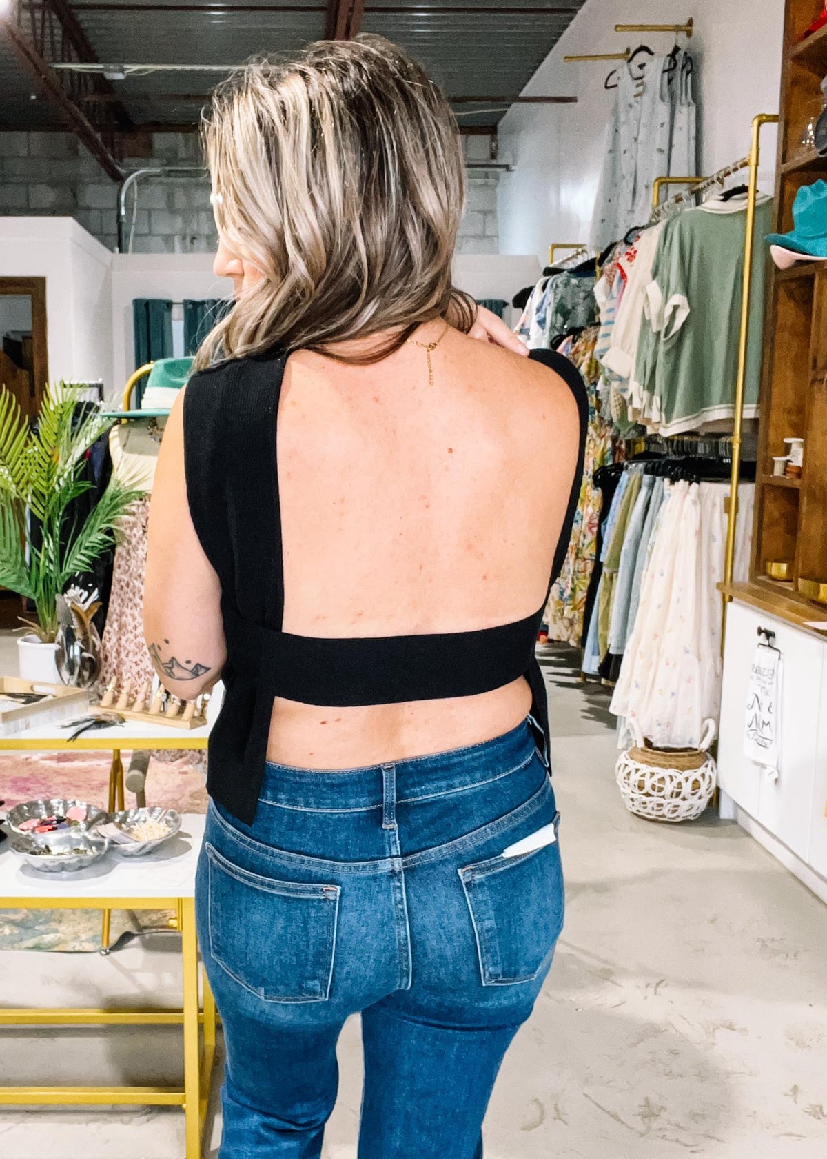 Ribbed Open Back Tank Top