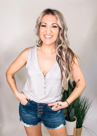 Sleeveless Top with Front Buttons