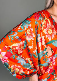 Tangerine Satin Floral Top