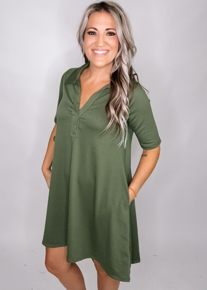 Half Sleeve Polo Mini Dress