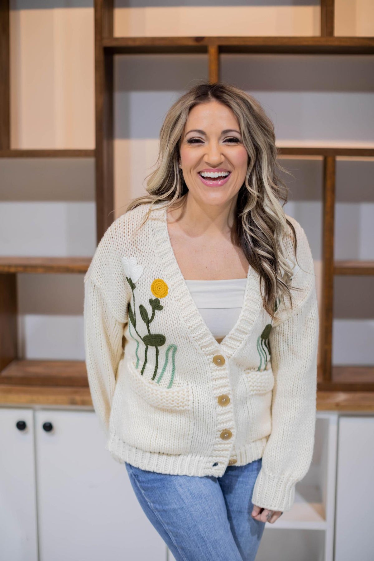 Embroidered Detail Cardigan Sweater