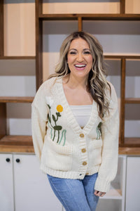 Embroidered Detail Cardigan Sweater