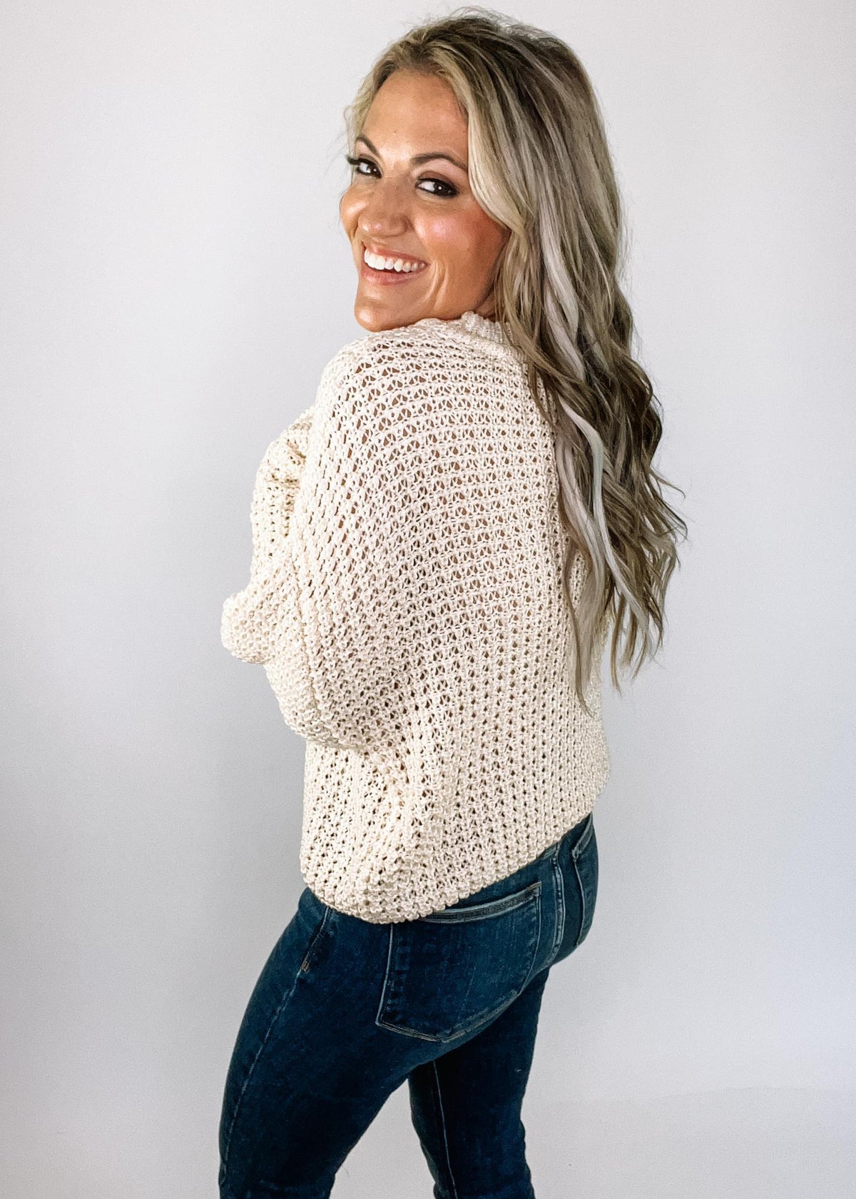 Oatmeal Solid Knit Crew Neck Sweater