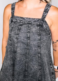 Grey Vintage Wash Overall Dress