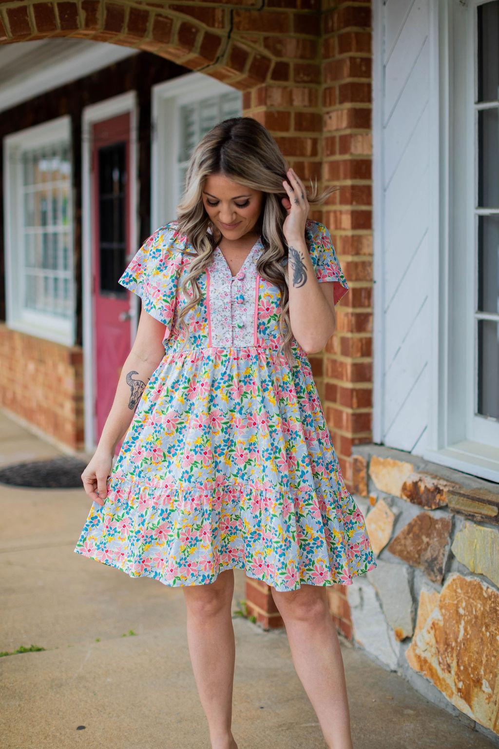 Spring Floral Mix Print Dress