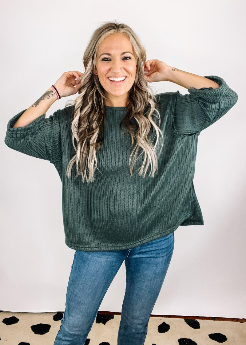 Slate Green Chunky Knit Top