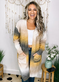 Ombre Brushed Yarn Knit Cardigan