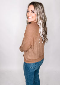 Contrasting Texture Cardigan with Buttons