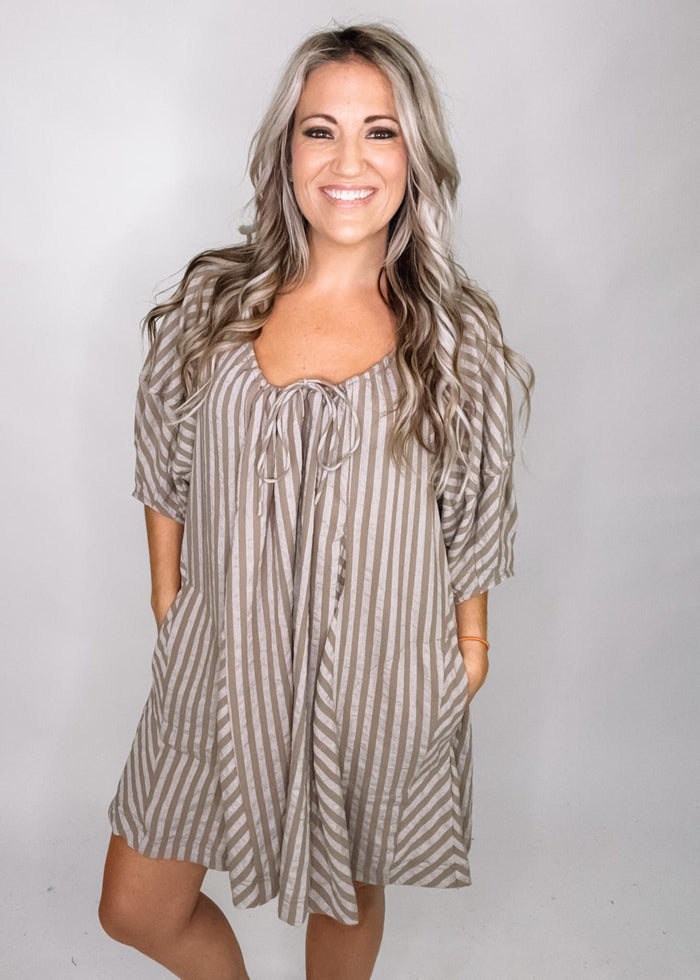 Mocha Stripe Swing Dress