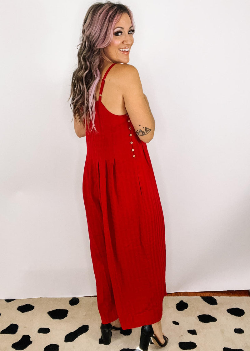 Red Wide Leg Jumpsuit