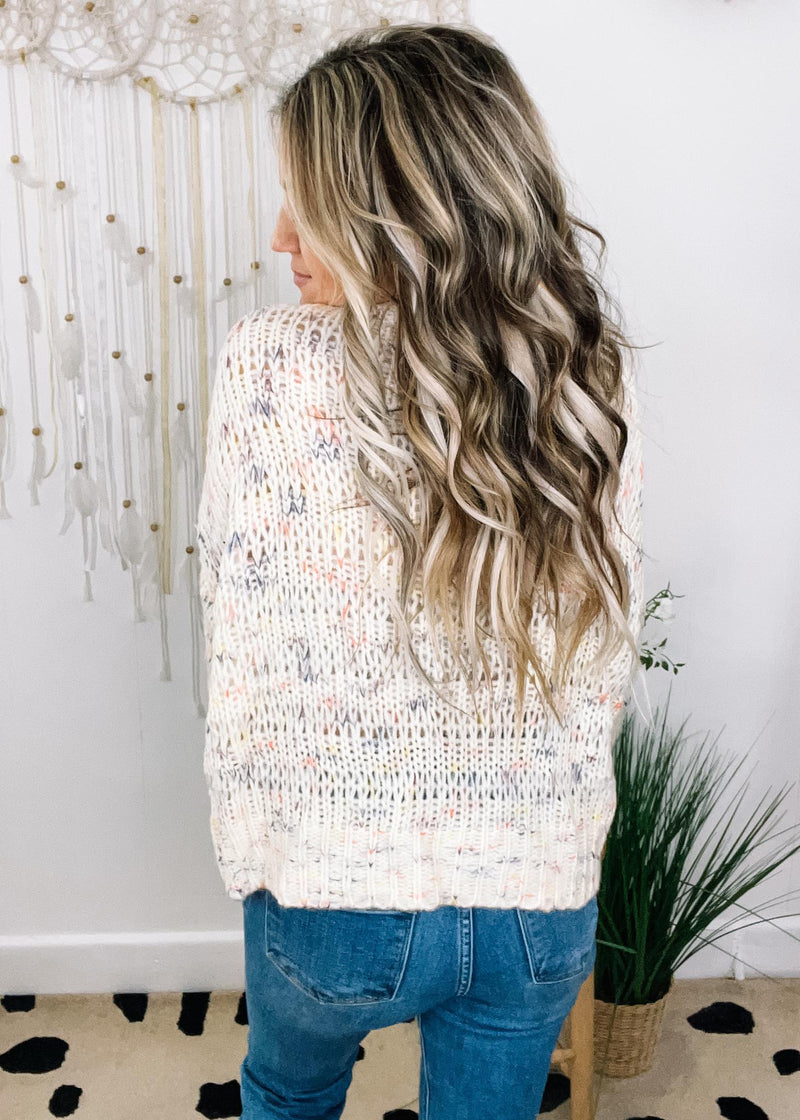 Ivory Heathered Confetti Knit Sweater
