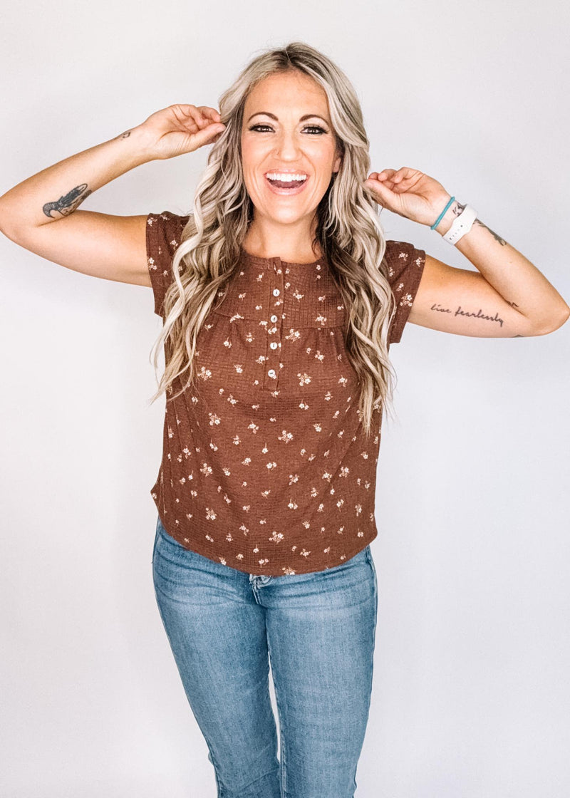 Ditsy Floral Top with Button Detail