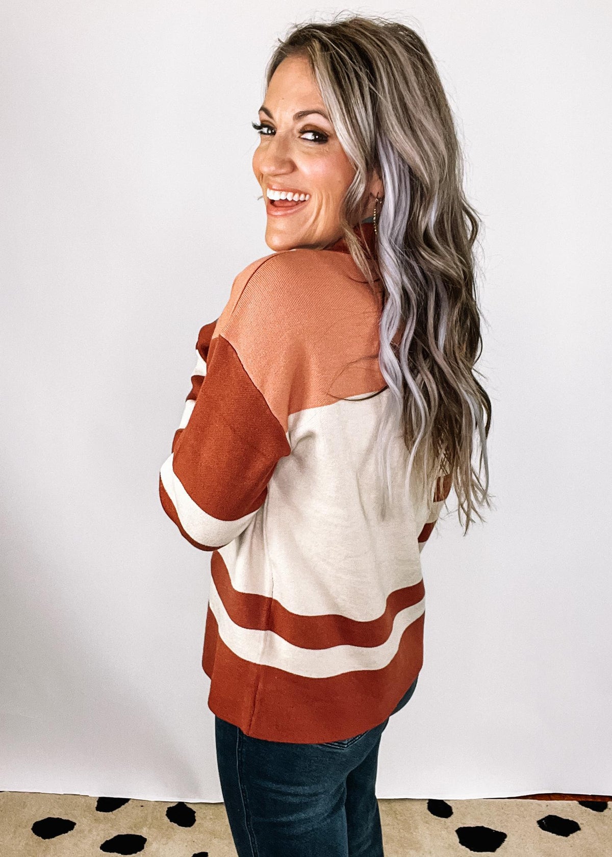 Picante Stripe Mock Neck Sweater