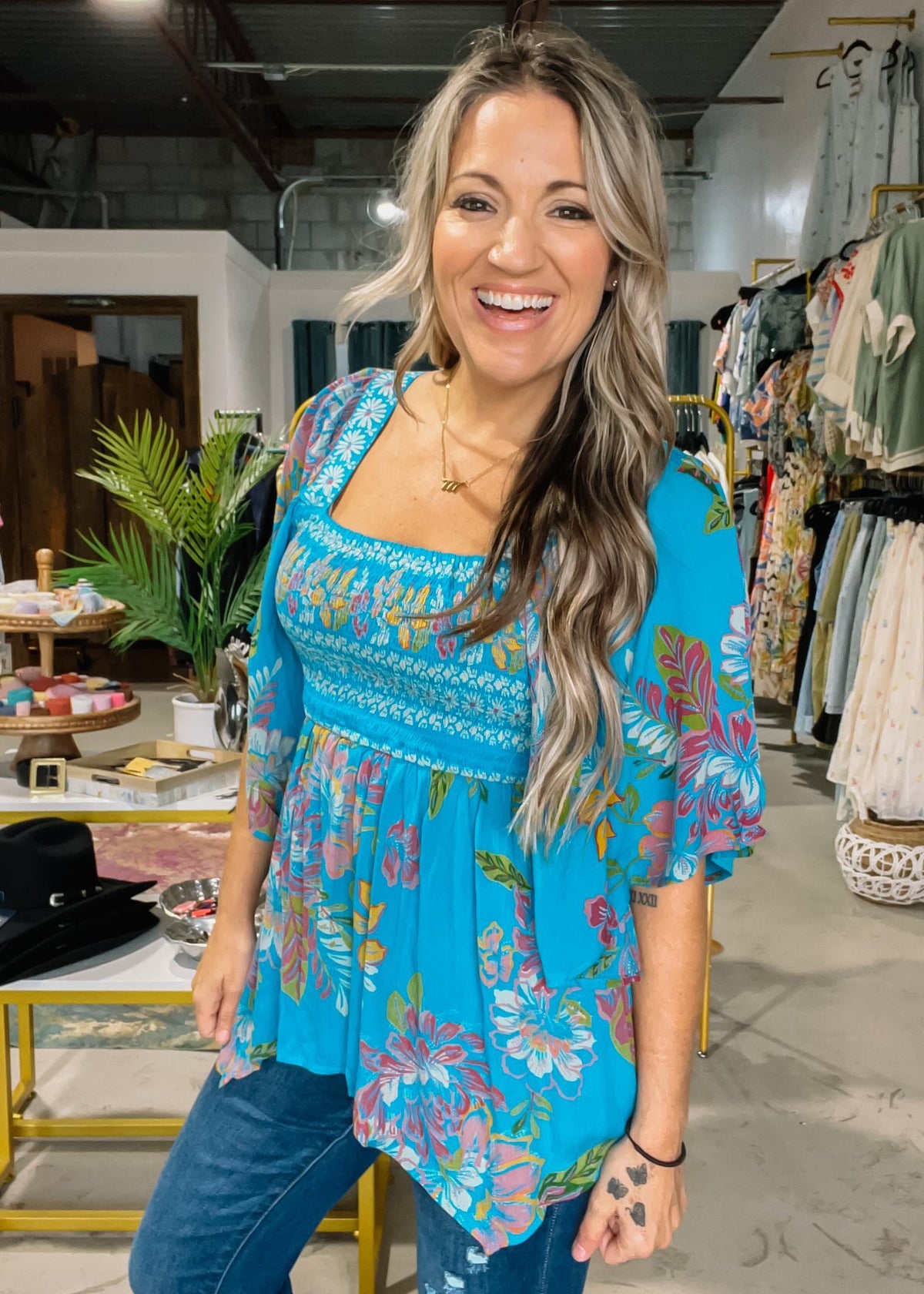 Lagoon Smocked Top