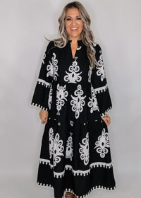Jodifl Black and White Damask Dress