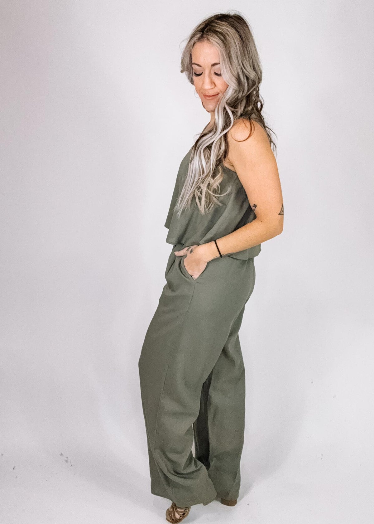 Olive Scoop Neck Wide Leg Jumpsuit