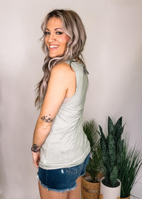 Sleeveless Top with Front Buttons