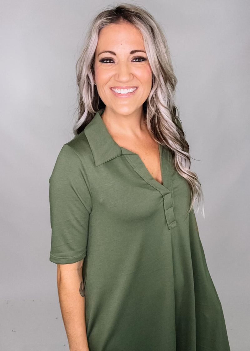 Half Sleeve Polo Mini Dress