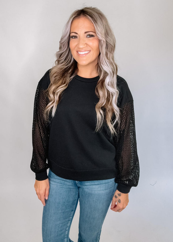 Fishnet Sleeve Pullover