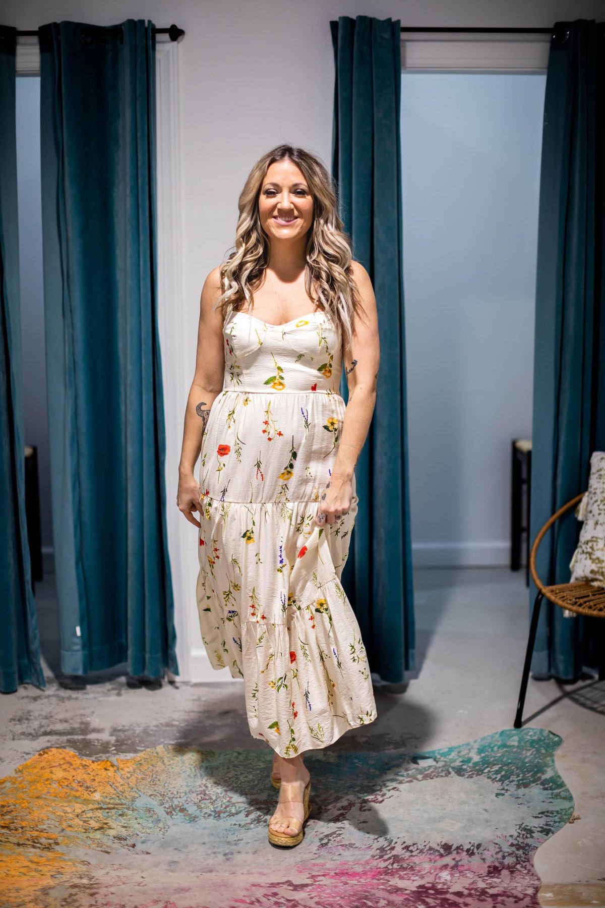 Cream Rustic Floral Maxi