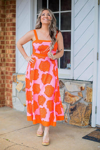 Pink Linen Printed Sundress