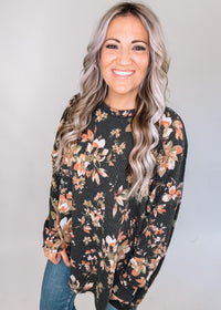 Floral Ribbed Dolman