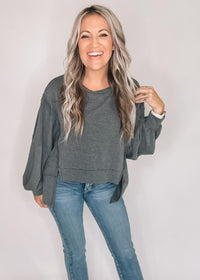 French Terry Long Sleeve Poncho Top