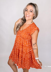 Rust Ditsy Floral Mini dress