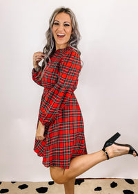 Red Holiday Plaid -Line Dress