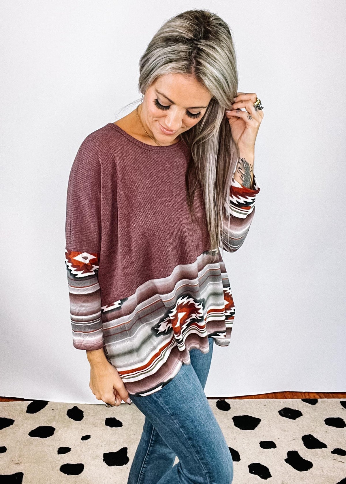 Burgundy Aztec Dolman