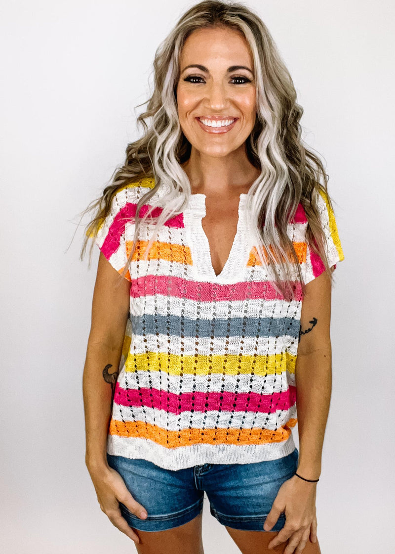 Multi Color Stripe Light Weight Top