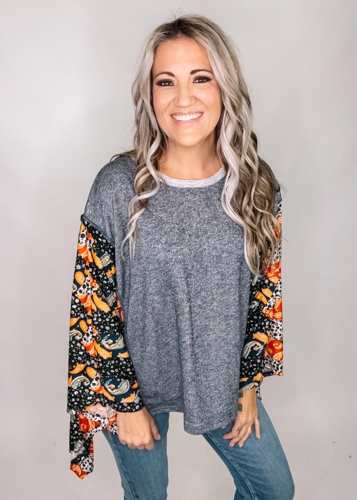 Kimono Sleeve Round Neck Poncho