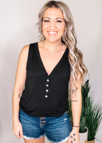 Sleeveless Top with Front Buttons